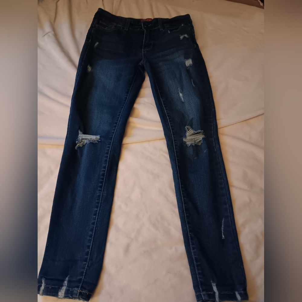 BUTT I Love You Wax Jean Distressed Blue Jeans size 7 /28